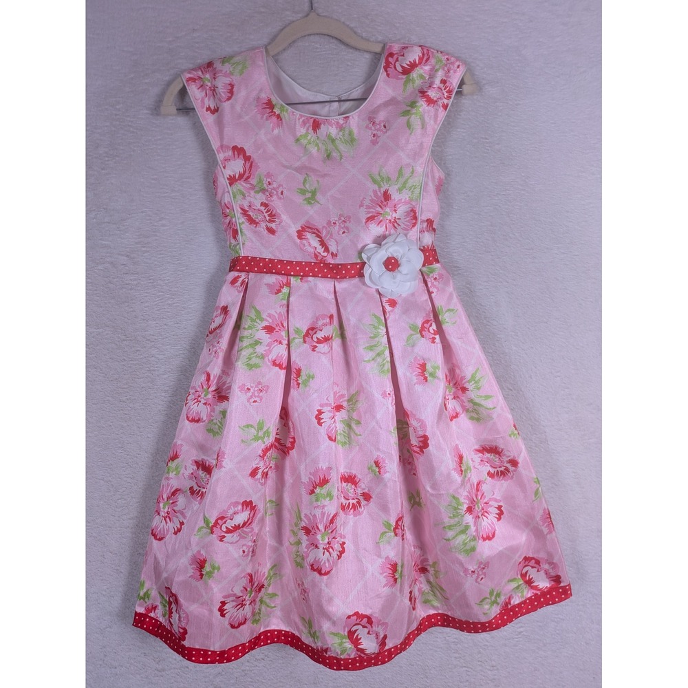 Jona Michelle Floral Dress Girl's Size 8 Pink 3D Flower Bow Back Party
